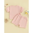 thumbnail image 3 of Infant Baby Shorts Set, Short Sleeve Crew Neck T-shirt with Elastic Waist Shorts 2-piece Outfit, 3 of 8