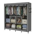 thumbnail image 1 of AGASY Clothing Rack Organizer - Portable Closet Wardrobe - Closet System - Almirah for Clothes - Large Wardrobe Clothes Organizer 6 Shelves 4 Hanging Sections 4 Side Pockets 65.7x17.7x66.9in (Gray), 1 of 7