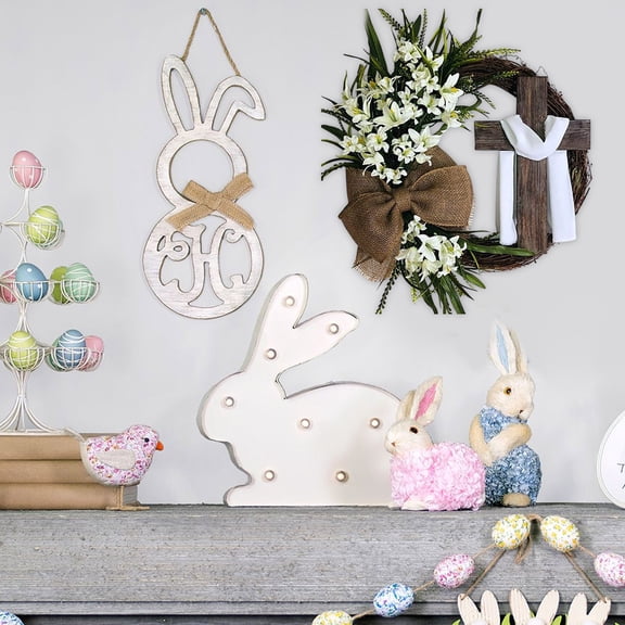 Home Wall Decor Easter Farmhouse Door Wreaths, Easter Wreaths for Indoor Outdoor Decoration, Spring Flower Wreath Back Porch Decor
