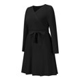thumbnail image 4 of Vestido midi de punto Mujer Slim Fit Jersey de manga larga Vestido suéter de otoño Ygjytge Negro T L para Mujer, 4 of 8