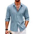 thumbnail image 1 of UKAP Mens Shirts Lapel Neck Blouse Button Down Tops Regular Fit Work Tunic Shirt Blue L, 1 of 8