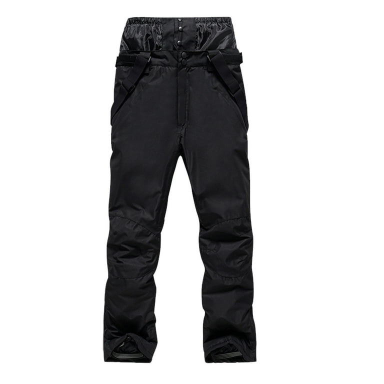 Lyinloo Women Ski Pants Veneer Double Pants Keeping Warm Thicken Patchwork  With Pocket Overalls Ski Pants Black XL