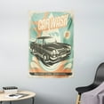 thumbnail image 1 of Cars Tapestry, Retro Car Wash Poster Mechanic Repair Cleaning Grunge Advertising, Wall Hanging for Bedroom Living Room Dorm Decor, 40W X 60L Inches, Turquoise Pale Orange Black, by Ambesonne, 1 of 2