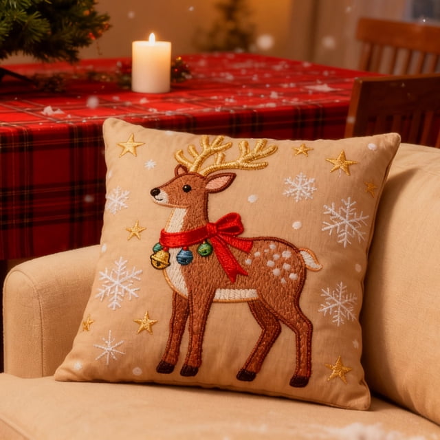 Christmas Pillow Covers 17.7x17.7 Inches Decorative Pillow Cases With Soft Fabric Hidden Zipper For Home Decor