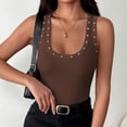 thumbnail image 4 of PBFRDSJ Women's Studded Ribbed Tank Top Y2k Punk Grunge Square Neck Vest Sleeveless Slim Crop Tops for Going Out Casual, 4 of 9