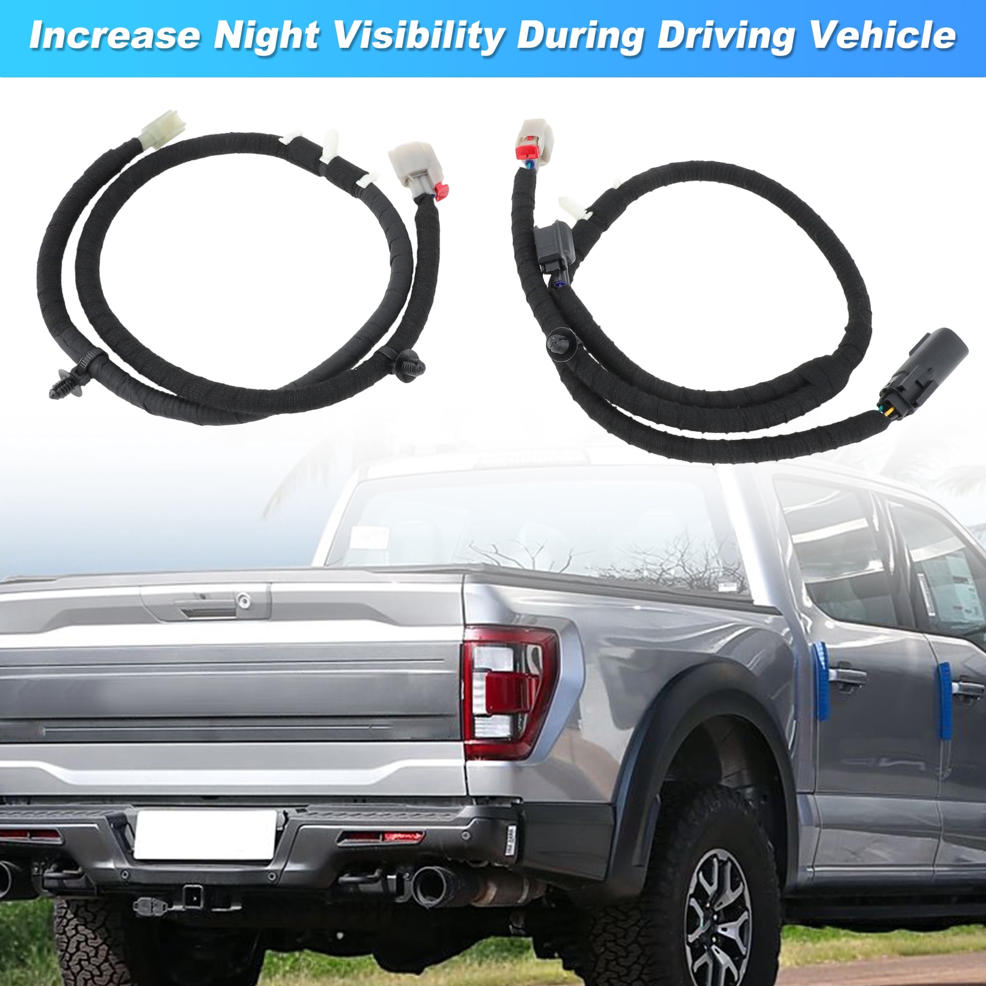 2 Set Truck Rear Cargo Box Bed Light Lamp Illumination Wiring Jumper Harness for Ford F-150 Lariat, XLT, STX, XL 2021-2025 Replace ML3Z-14A411-D ML3Z-14A411-F Driver Passenger Side