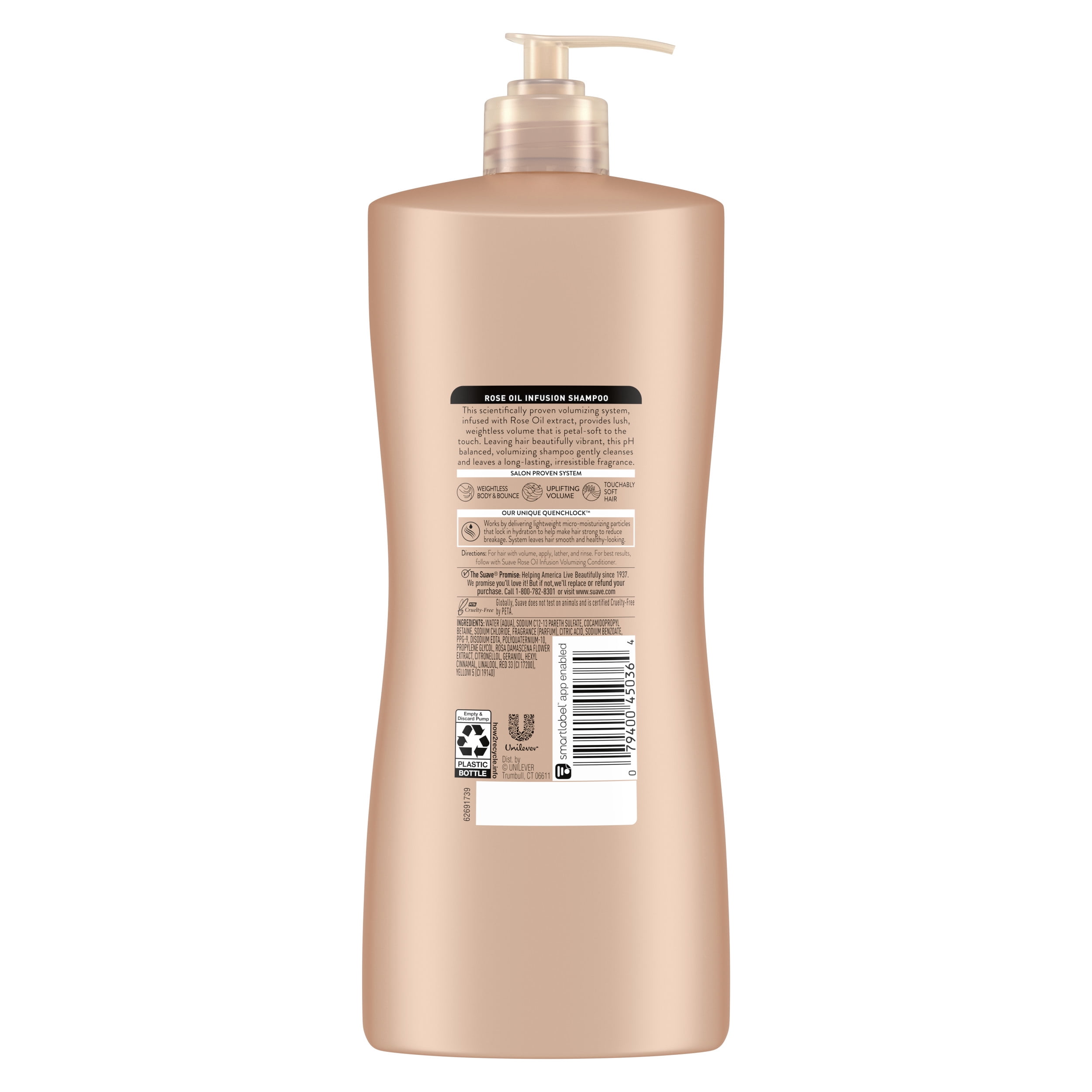 (4 pack) Suave Professionals Rose Oil Infusion Shampoo with Pump, Volumizing, All Ages, 28 fl oz