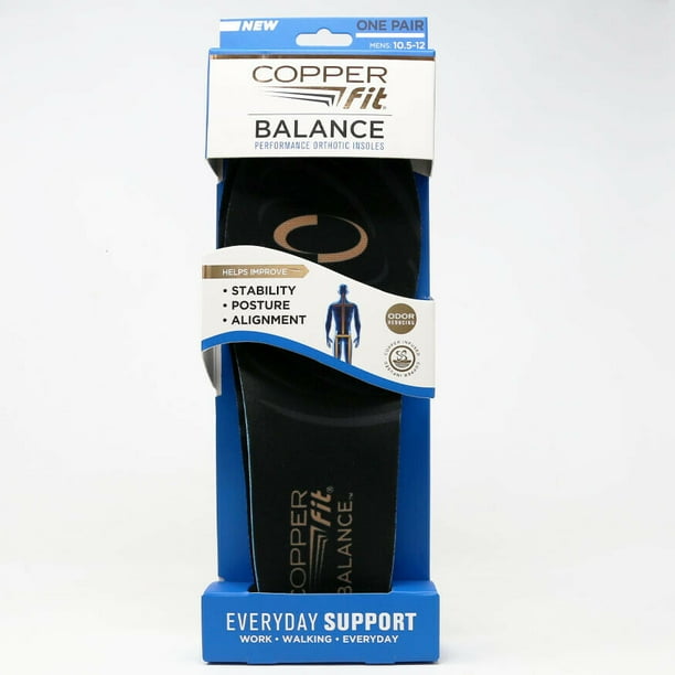 Copper Fit Balance Insoles Large Orthotic, Everyday Support, Odor