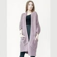 thumbnail image 5 of long cardigan sweater wo'men loose solid color V-neck jacket oblique pocket women oversized Loose Fit streetwear Office Lady, 5 of 6