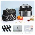 thumbnail image 4 of TOURIT Insulated Lunch Tote Bag Leakproof Lunch Box, Reusable Cooler Bag Food Container with Dual Compartment, Pockets & Shoulder Strap for Women Men, Work School Picnic Beach, Black White Stripes, 4 of 8