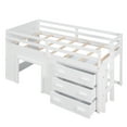 thumbnail image 4 of Cfowner Wooden Loft Bed with Cabinet and Shelf, Twin Size, White, 4 of 7