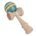 thumbnail image 4 of Juguete de malabarismo con rayas verdes y amarillas para un juego hábil Kendama tradicional japonés, 4 of 8