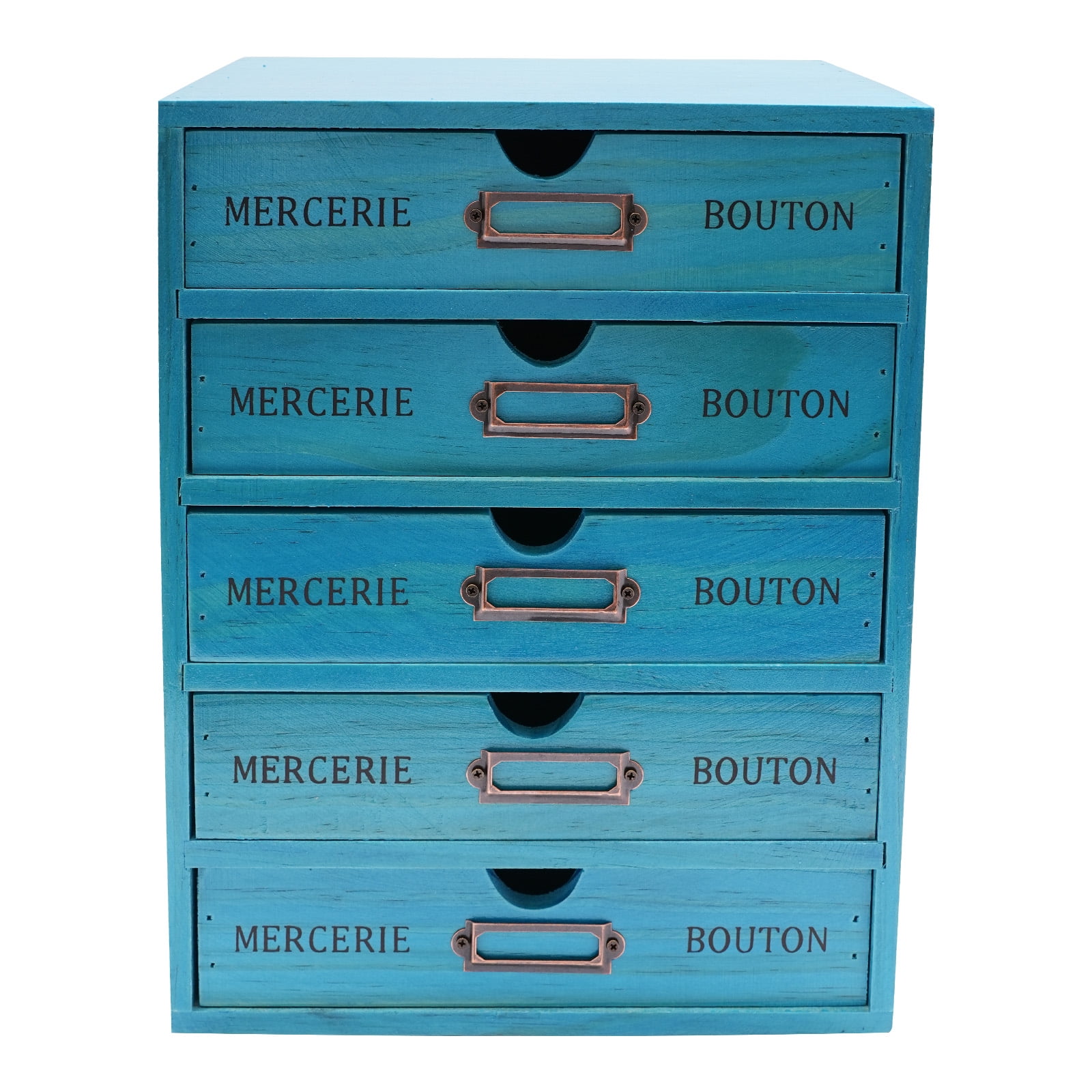 Desk Organizer Box, 5-Tier File Drawer Organizer 5 Drawers Blue Vintage 5-Tier Drawer Cabinet, U-shaped Holes