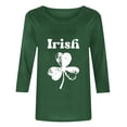 thumbnail image 2 of Felirenzacia St. Patrick Theme Women’s Undershirt 3/4 Sleeve Clover Print Tee Holiday Daily Pullover Top Sweatshirt, Green,L, 2 of 4