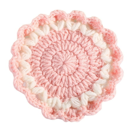 

Meizhencang Table Coaster Wave Lace Fine Workmanship Knitted Colorful Woolen Yard Cup Mat for Daily Use