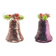 thumbnail image 1 of Colgante de campana de discoteca, bonito adorno de campana navideña retro a la moda con reflejo de espejo, para árbol de Navidad, color morado y oro rosa, 1 of 5