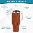 thumbnail image 4 of 30 oz Tumbler With Handle Stainless Steel Insulated Tumbler With Lid for Car Cup Holder Terracotta Tones Feather, 4 of 9