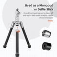 thumbnail image 2 of Tignapoo Compact Aluminum Alloy Tripod with 8-Section Height Adjustment, Max 138cm, 3kg Load, Convertible to Monopod, Includes Carry Bag, 2 of 6