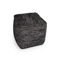 thumbnail image 5 of Steve Silver Omari Square Handwoven Black/ Ivory Wool Pouf, 5 of 6