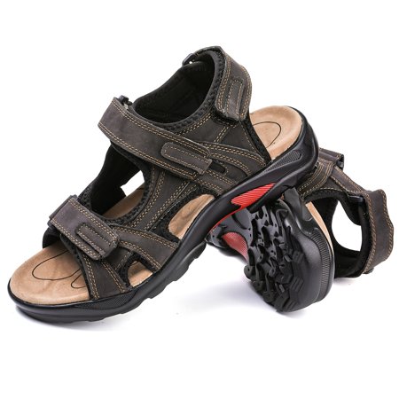 Gracosy Mens Comfortable Casual Shoes Flat Hook Loop Leather