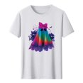 thumbnail image 6 of VKOYWKM Women's Short Sleeve Fall Tees Halloween Ghost Graphic Tees Crew Neck Loose Fit T-Shirts Holiday Party Tops, 6 of 6