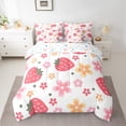 thumbnail image 3 of jejeloiu Colorful Flower Bedding Comforter Set,7 Pieces,Cute Floral Full Bedding Set,Red Strawberry Fitted Sheet Flat Sheet For Girls Kids,Ultra Soft Bedroom Decorative Reversible, 3 of 7