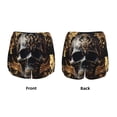 thumbnail image 3 of Susaid Gold Pattern Black Skull Print Women's High Waisted Running Shorts Quick Dry Athletic Gym Track Workout Shorts Zip Pocket-XX-Large, 3 of 7