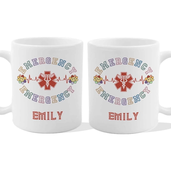Customizaholic Personalized Emergency Theme Mug - Custom Name Medical Symbol Design, Bold Professional Keepsake Gift