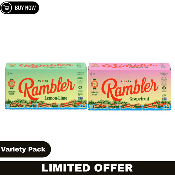Rambler Sparkling Water Lemon-Lime & Grapefruit Sparkling Water Variety, 12 fl oz 16 Cans