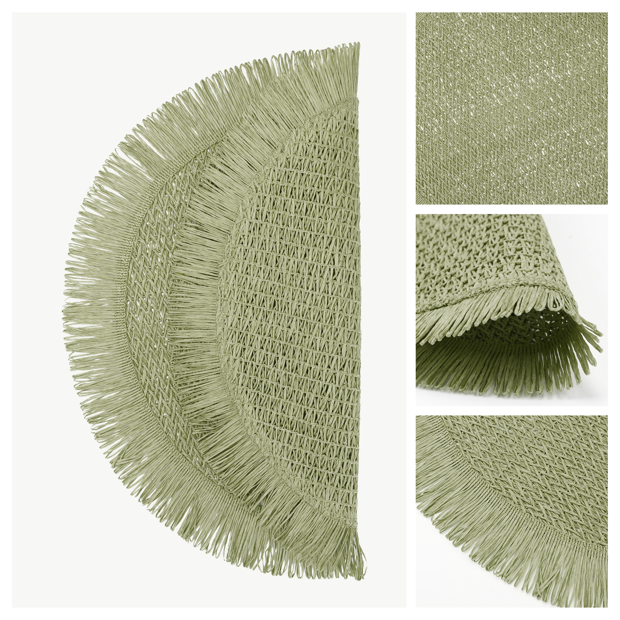 Unique Bargains Set of 6 Rustic Woven Placemats for Dining Table Decor Green