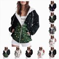 thumbnail image 4 of Towmus Fall Clothes for Women Snowflake Print Graphic Xmas 2025 Zip Up Long Sleeve Hooded Sweatshirts Drawstring Winter Coat, 4 of 6