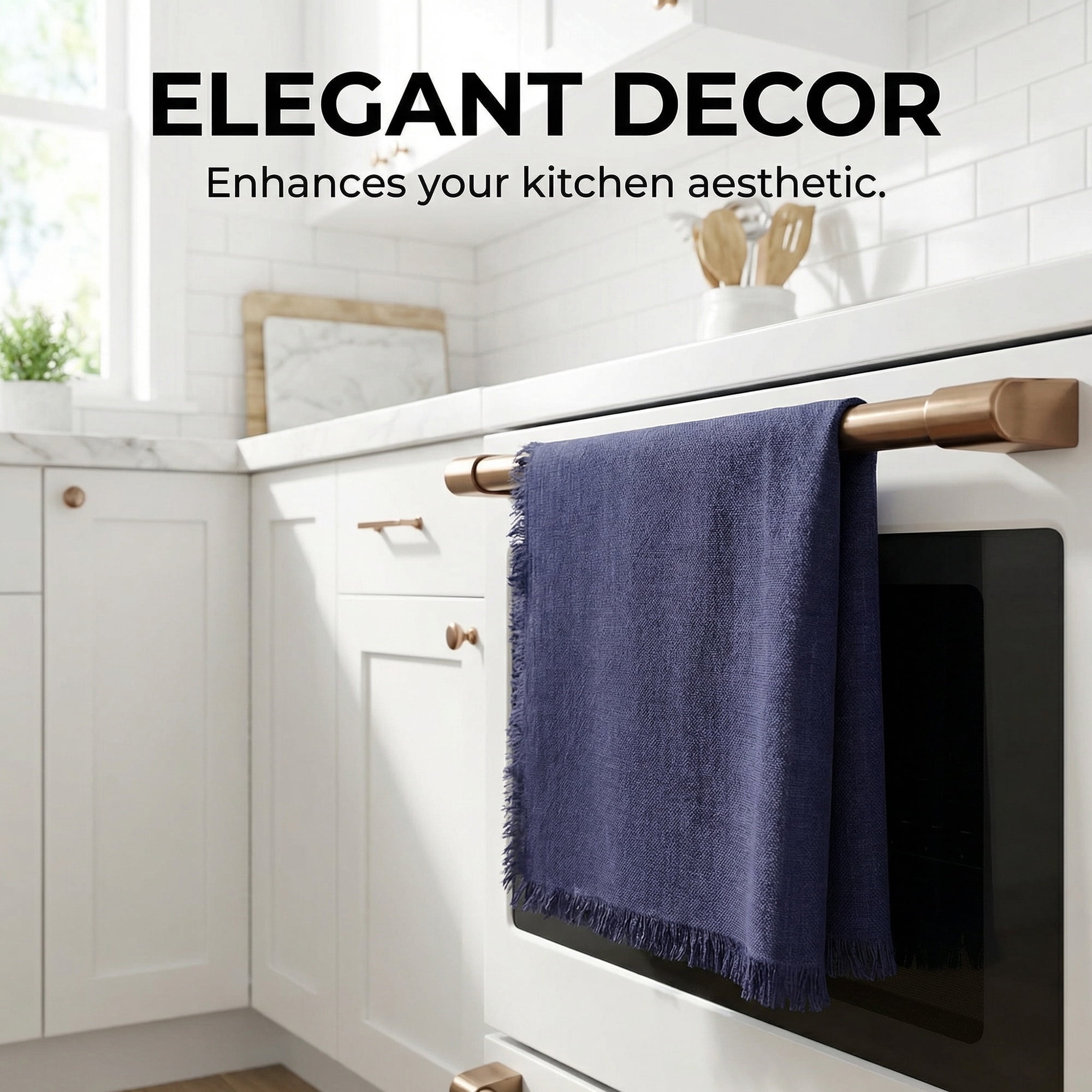 Unique Bargains Cotton Linen Absorbent Kitchen Towels 4 Pack Royal Blue 18" x 18"
