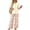 Beige, variant on Vintage Sunflower Sketch Print Two Piece Set for Women, 3/4 Sleeve Button Down Top & Wide Leg Pants - Boho Casual Lounge Outfit with High Waist Trousers Pink XXXL
