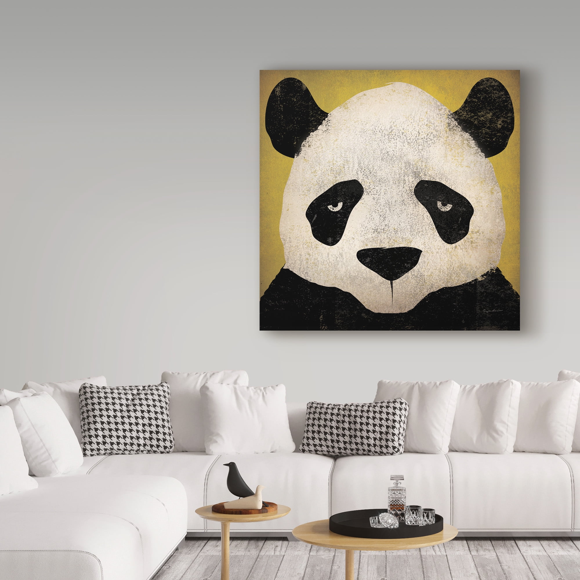 Trademark Fine Art 'Panda on Yellow' Canvas Art by Ryan Fowler
