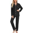 thumbnail image 3 of Pajamas Set For Women Long Sleeve Sleepwear Soft Button Down Shirt with Long Pants Pj Lounge Sets S-XXL, 3 of 13