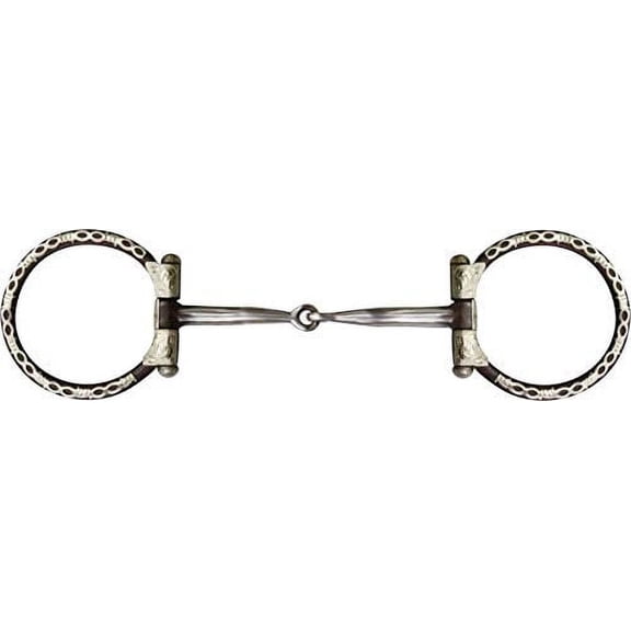 Showman Brown Steel Snaffle Style Bit w/ Barbwire Silver Trim