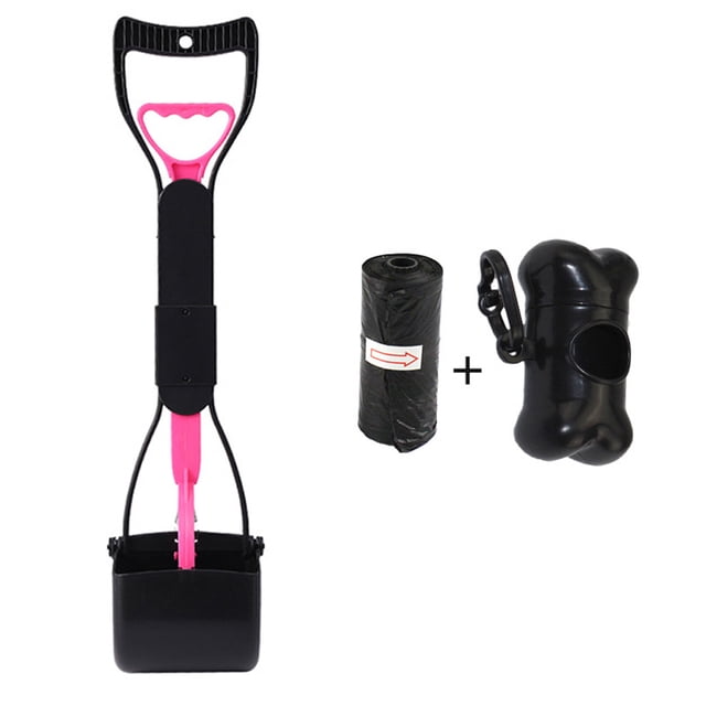 18'' Long Handle Pooper Scooper with Garbage Bag & Bone-Shaped Storage Box Foldable Pet Pooper Scooper for Dogs & Cats