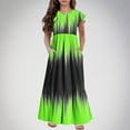 thumbnail image 2 of Huvoen Dress Up Clothes for Girls 4-6 Fashion Girls Summer New Short Sleeves Round Neck Solid Color Dress Green 150, 2 of 5