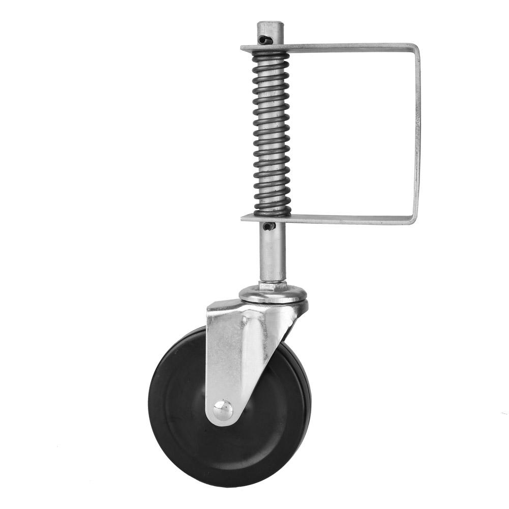 4 Rubber Gate Wheel Heavy Duty Flat Free Spring Loaded Swivel Caster with Brake 220lbs Load Capacity