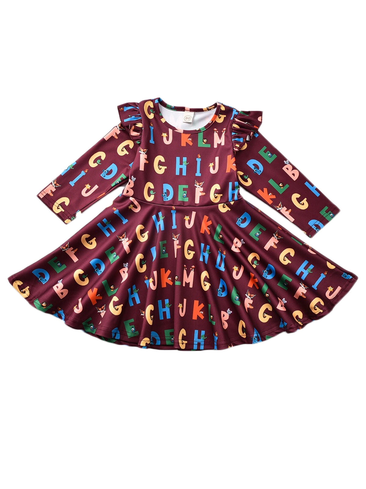 Details about   Toddler Kids Baby Girls Long Sleeve Princess Party Printed Dress Casual Dresses 