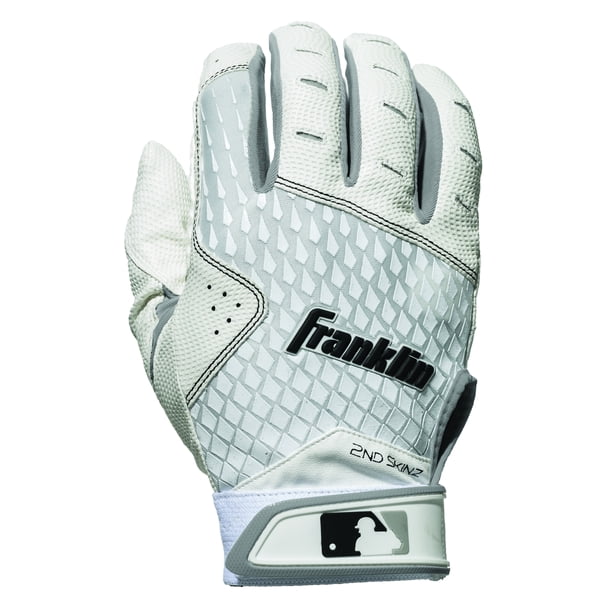 Franklin Sports 2ndSkinz Batting Gloves White/White Adult Large