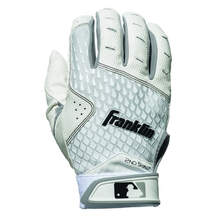 Franklin Sports 2nd-Skinz Batting Gloves - White/White - Adult