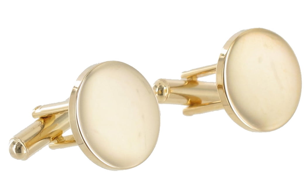 Gold Tone Small Round Circle Toggle Back Cufflinks Mens Adult Male