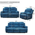 thumbnail image 3 of 3 Piece Manual Recliner Sofa Couch, Home Theater Seating with Cup Holders, Living Room Furniture Sofa Set for Home Office, 3 of 6