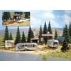Busch HO Scale Camping Trailer Park w/ 2 Airstream Trailers Model Train Kit 1054