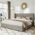 thumbnail image 6 of Allewie King Size Lift Up Platform Storage Bed Frame with Channel Wingback Headboard, Light Beige, 6 of 12