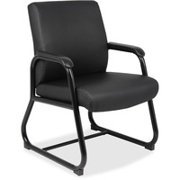 Angle View: Boss Heavy Duty Guest Chair - Black Vinyl Seat - Black Metal Frame - Sled Base - Black - 20.50" Seat Width x 20" Seat Depth - 23" Width x 24" Depth x 34" Height - 1 Each