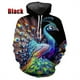 thumbnail image 5 of Sudadera con capucha hermosa de pavo real para hombre, suéteres para hombre, sudaderas con capucha con estampado 3D de animales del zoológico Maurya, ropa para mujer, moda Harajuku, sudadera con capuc, 5 of 5
