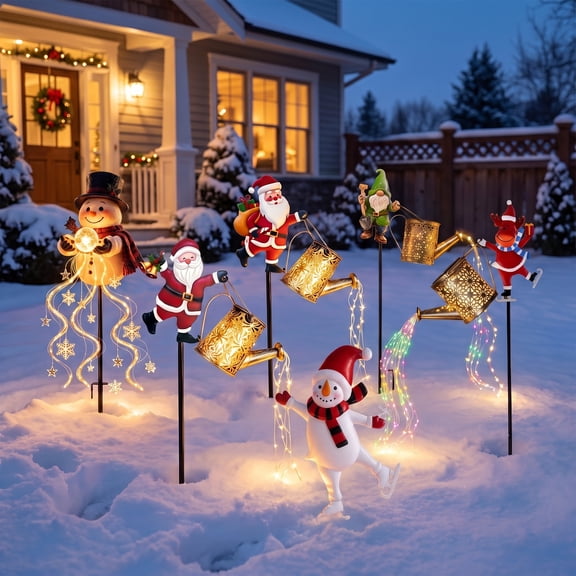 Christmas Solar Pathway Lights Santa Claus Resin Solar Powered & Waterproof Ground Stake for Garden Patio Yard Christmas Decorations by MPOISVA