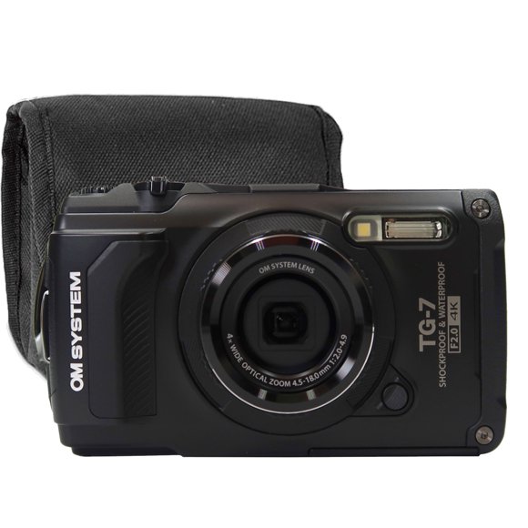 OM SYSTEM Tough TG-7 Digital Camera (Black) + Vivitar Small Camcorder Case